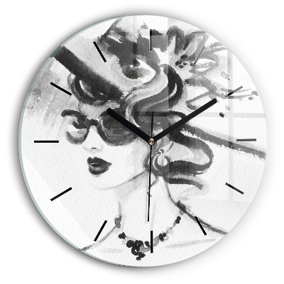 Femeie la modă Ceas rotund de perete din sticlă