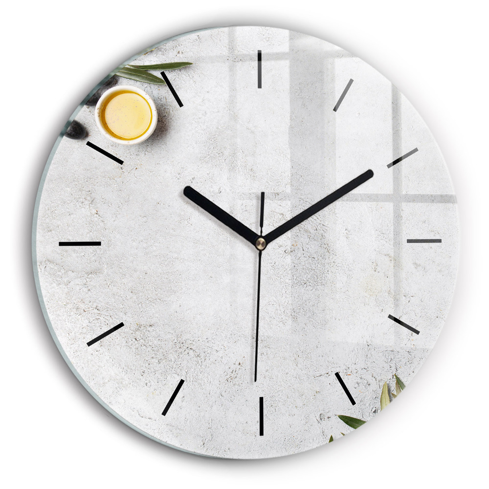 Măsline minimaliste Ceas perete din sticlă rotund