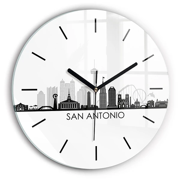 Orașul San Antonio Texas Ceas perete din sticlă rotund
