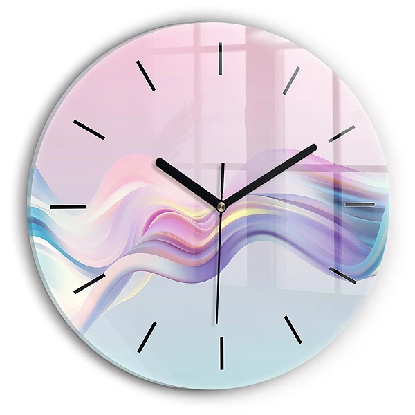 Abstracția valului pastel Ceas rotund de perete din sticlă