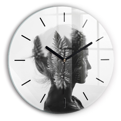 Portretul unei femei Ceas perete din sticlă rotund