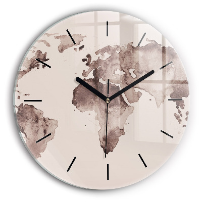 Harta lumii acuarela Ceas din sticlă rotund