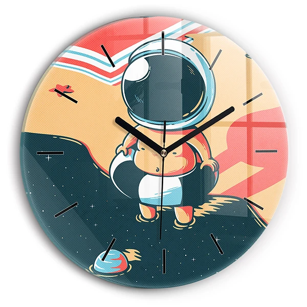 Copil astronaut Ceas rotund de perete din sticlă
