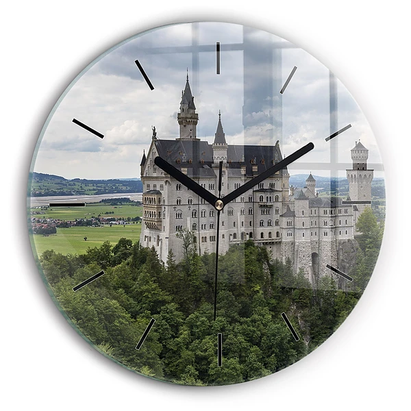 Castelul Neuschwanstein Ceas perete din sticlă rotund