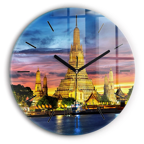 Templul din Bangkok Ceas de sticlă pe perete rotund