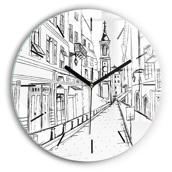 Desen al orașului Provence Ceas perete din sticlă rotund