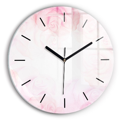 Trandafiri abstracti Ceas perete din sticlă rotund