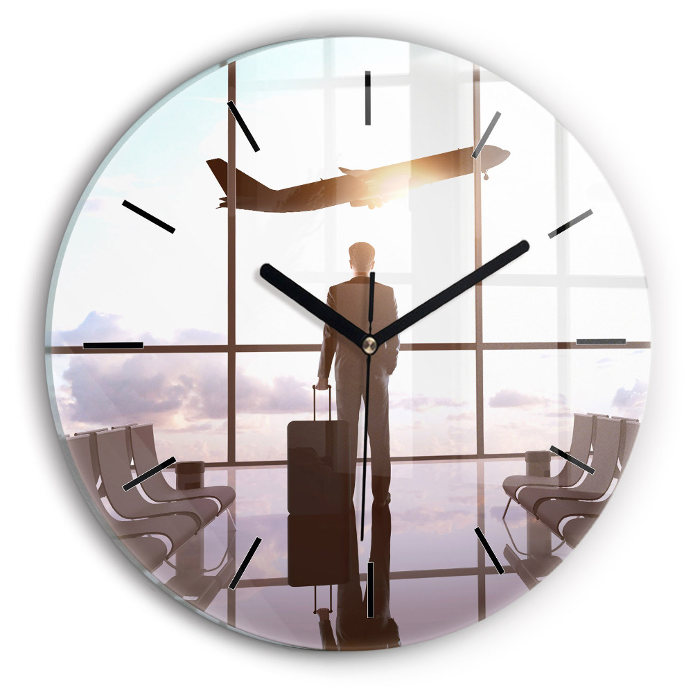 Omul la aeroport Ceas de sticlă pe perete rotund