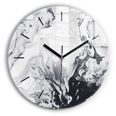 Marmură cu cerneală abstractă Ceas rotund de perete din sticlă