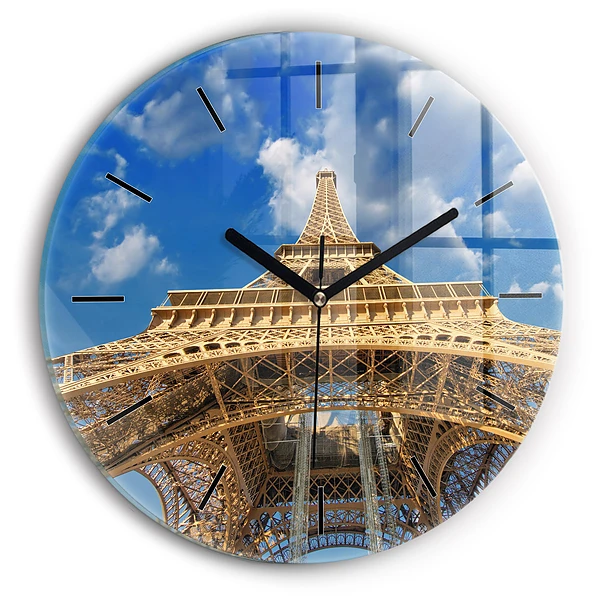 Turnul Eiffel din Franța Ceas rotund de perete din sticlă