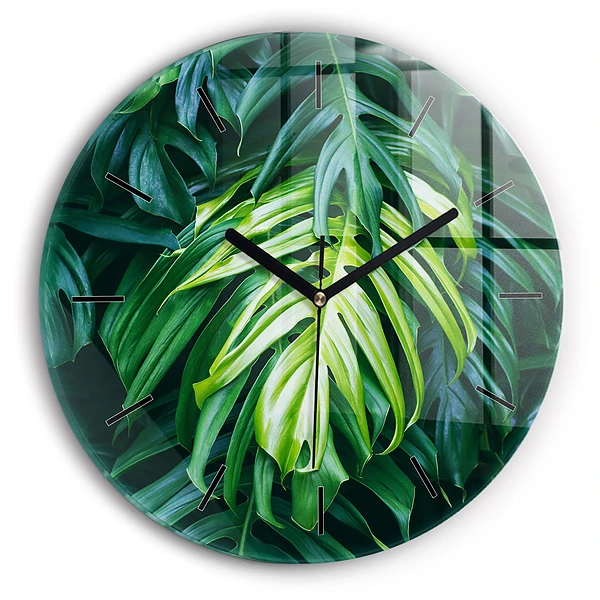Partea tropicală a naturii Ceas rotund de perete din sticlă