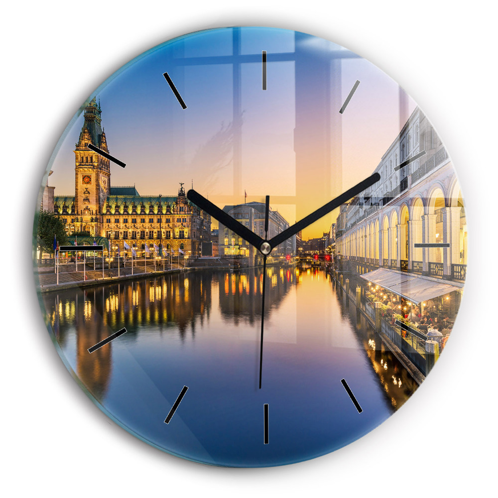 Primăria Hamburg Ceas rotund de perete din sticlă