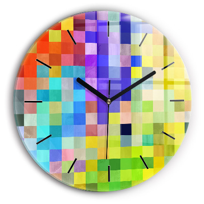 Compoziție pătrată Ceas perete din sticlă rotund