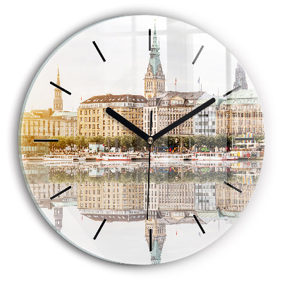 Râul Hamburg Germania Ceas rotund de perete din sticlă