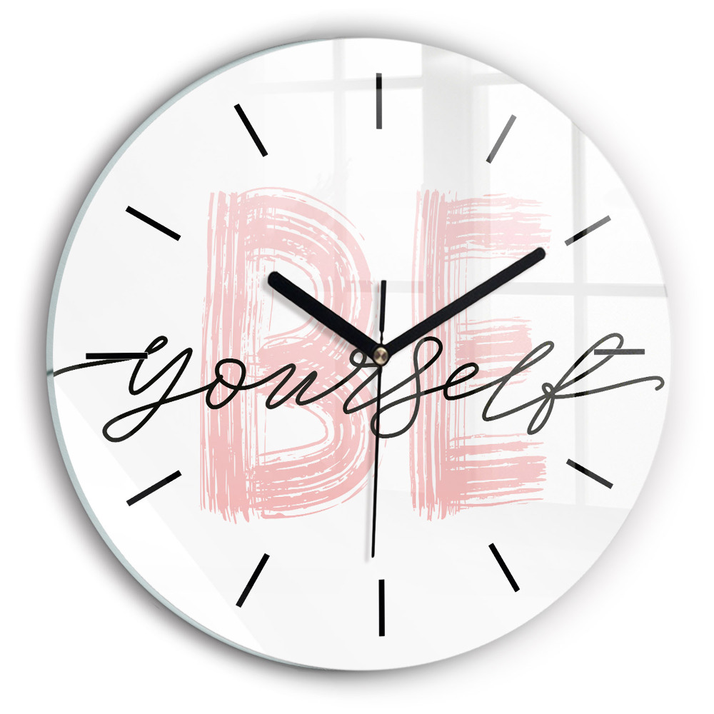 Inscripția Fii tu însuți Ceas de sticlă pe perete rotund