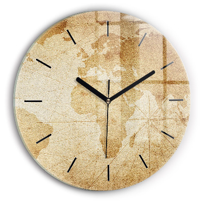 Harta lumii vintage Ceas rotund de perete din sticlă