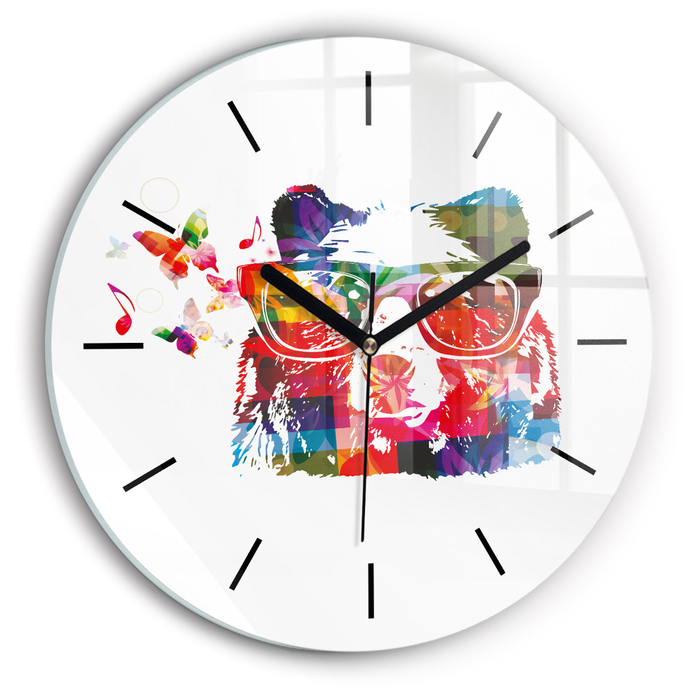 Cap de urs Ceas rotund de perete din sticlă