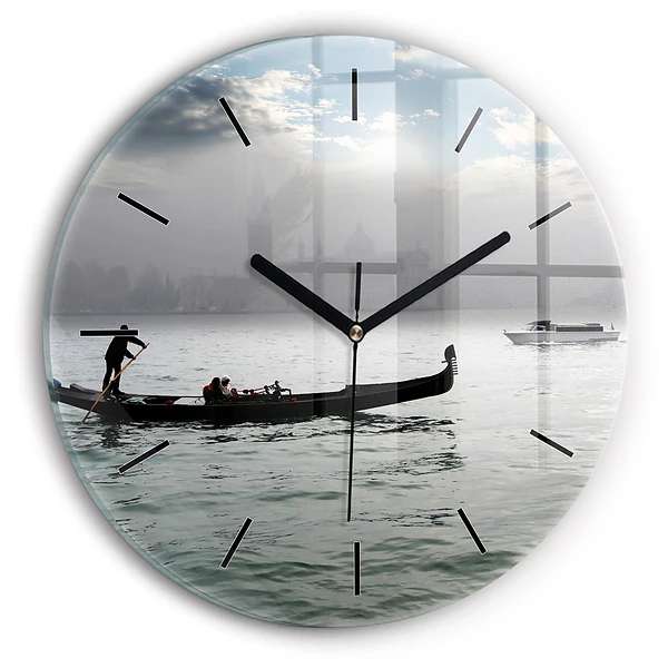 Gondola in Venetia Ceas perete din sticlă rotund
