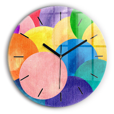 Cercuri abstracte Ceas rotund de perete din sticlă