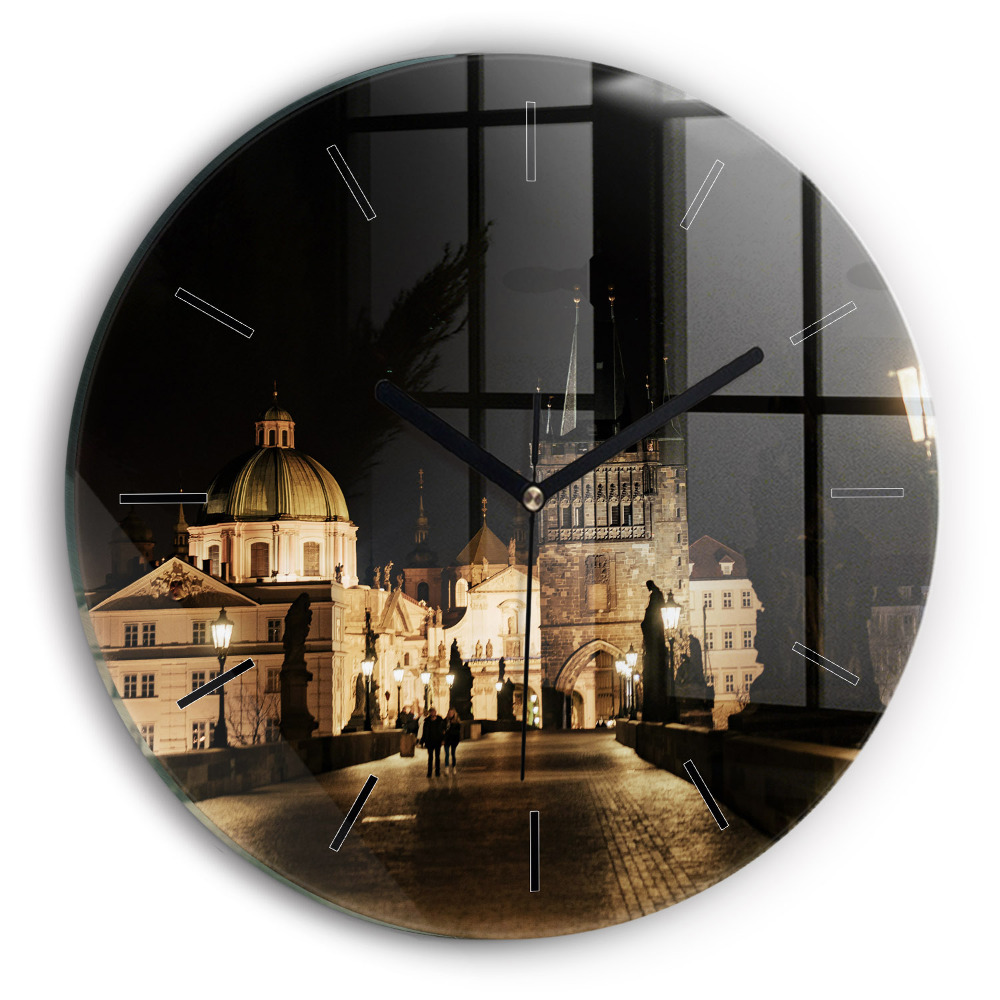 Podul Carol din Praga Ceas rotund de perete din sticlă