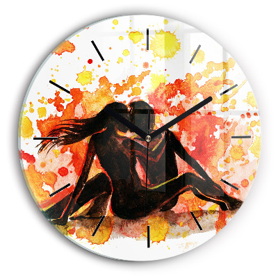 Dragoste și un cuplu de îndrăgostiți Ceas rotund de perete din sticlă