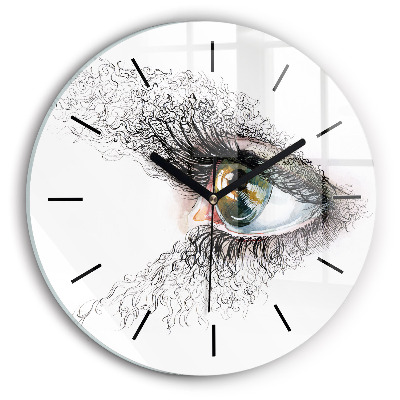 Desen al unui ochi uman Ceas perete din sticlă rotund