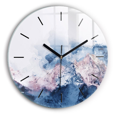 Lanțuri muntoase abstracte Ceas perete din sticlă rotund