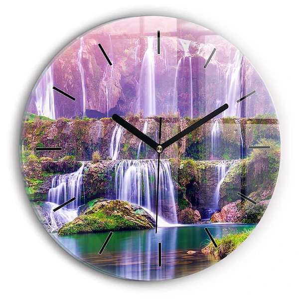 Cascada Jiulong China Ceas perete din sticlă rotund