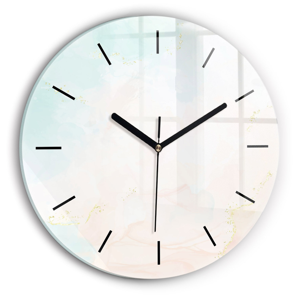Marmură acuarelă Ceas din sticlă rotund