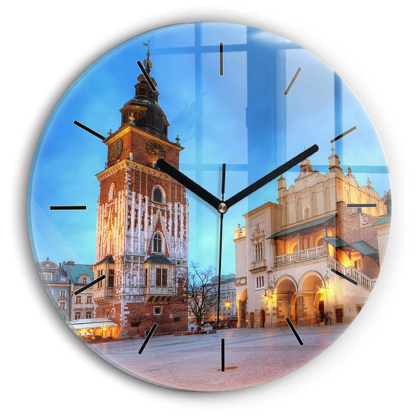 Piața principală din Cracovia Ceas de sticlă pe perete rotund