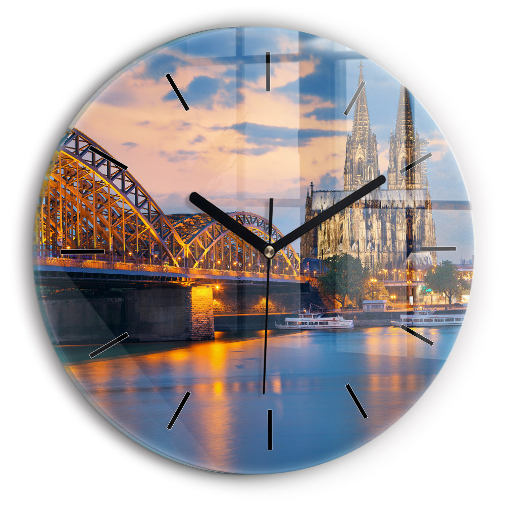 Vedere la primărie Ceas perete din sticlă rotund