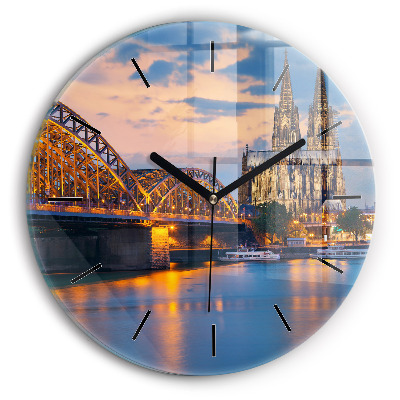 Vedere la primărie Ceas perete din sticlă rotund