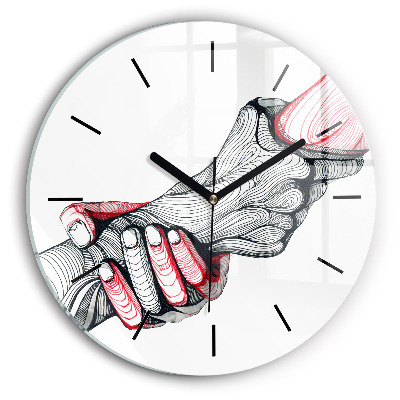 Se țin de mâini Ceas rotund de perete din sticlă