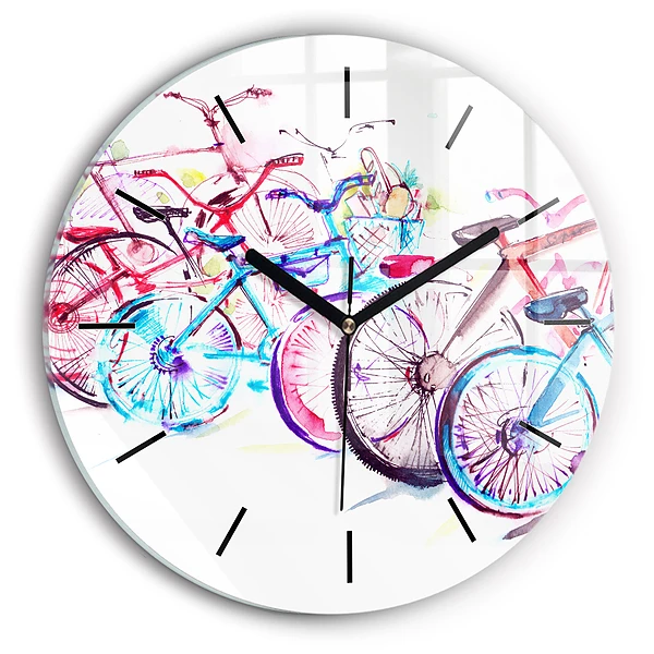 Biciclete de oraș colorate Ceas din sticlă rotund