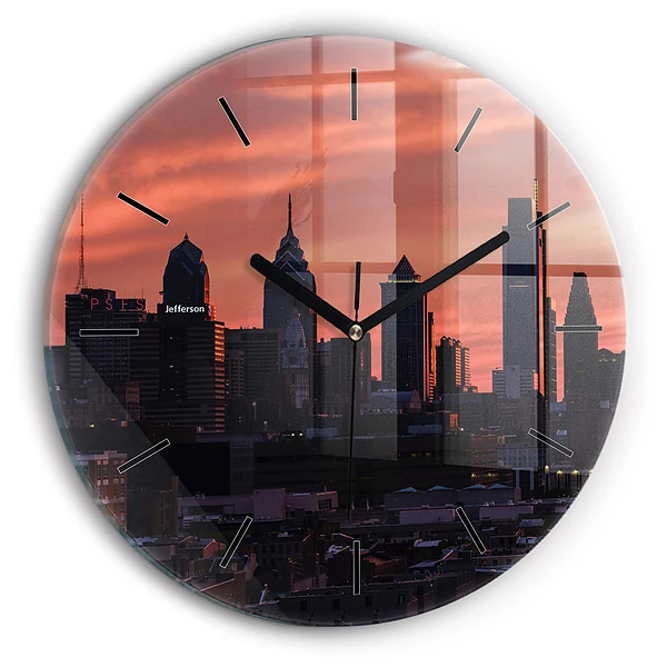 Orizontul orașului Philadelphia Ceas rotund de perete din sticlă