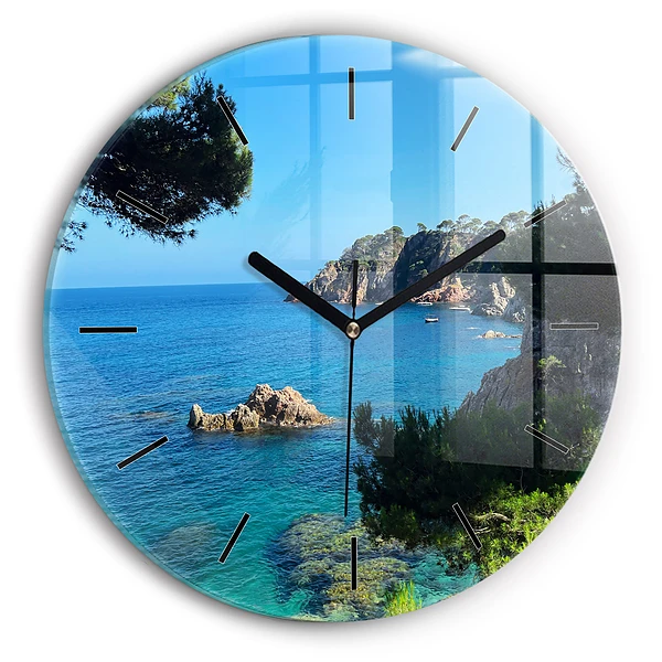 Coasta Costa Brava Ceas de sticlă pe perete rotund