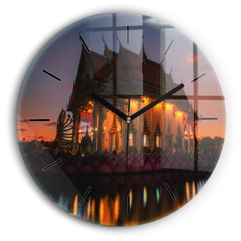 Templul din Bangkok Ceas rotund de perete din sticlă