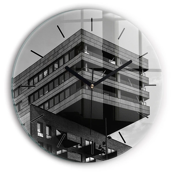 Arhitectura la Amsterdam Ceas perete din sticlă rotund