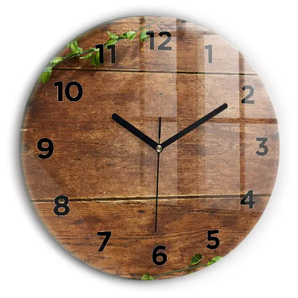 Ceas rotund de perete din sticlă Lemn rustic