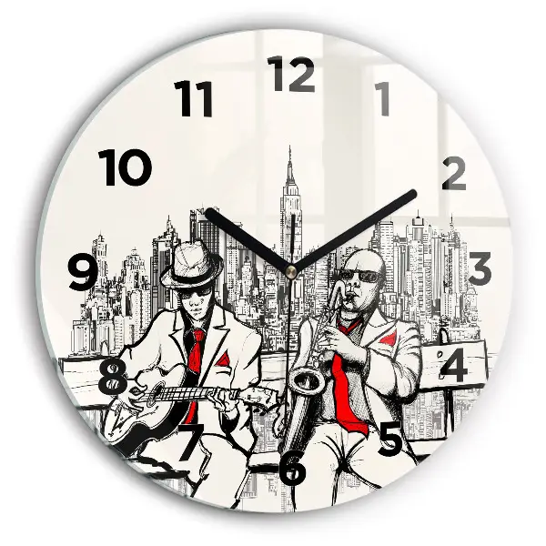 Ceas de sticlă pe perete rotund Jazz la New York