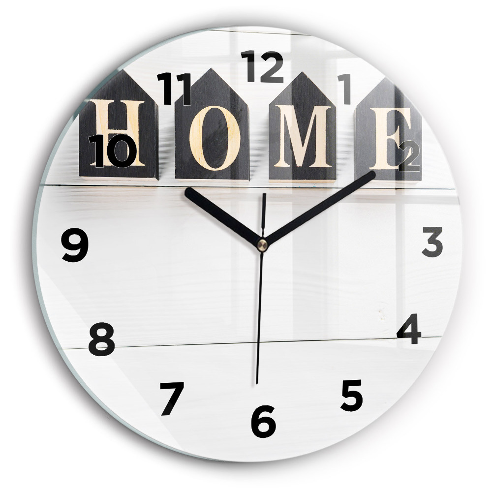 Ceas rotund de perete din sticlă Inscripția casei