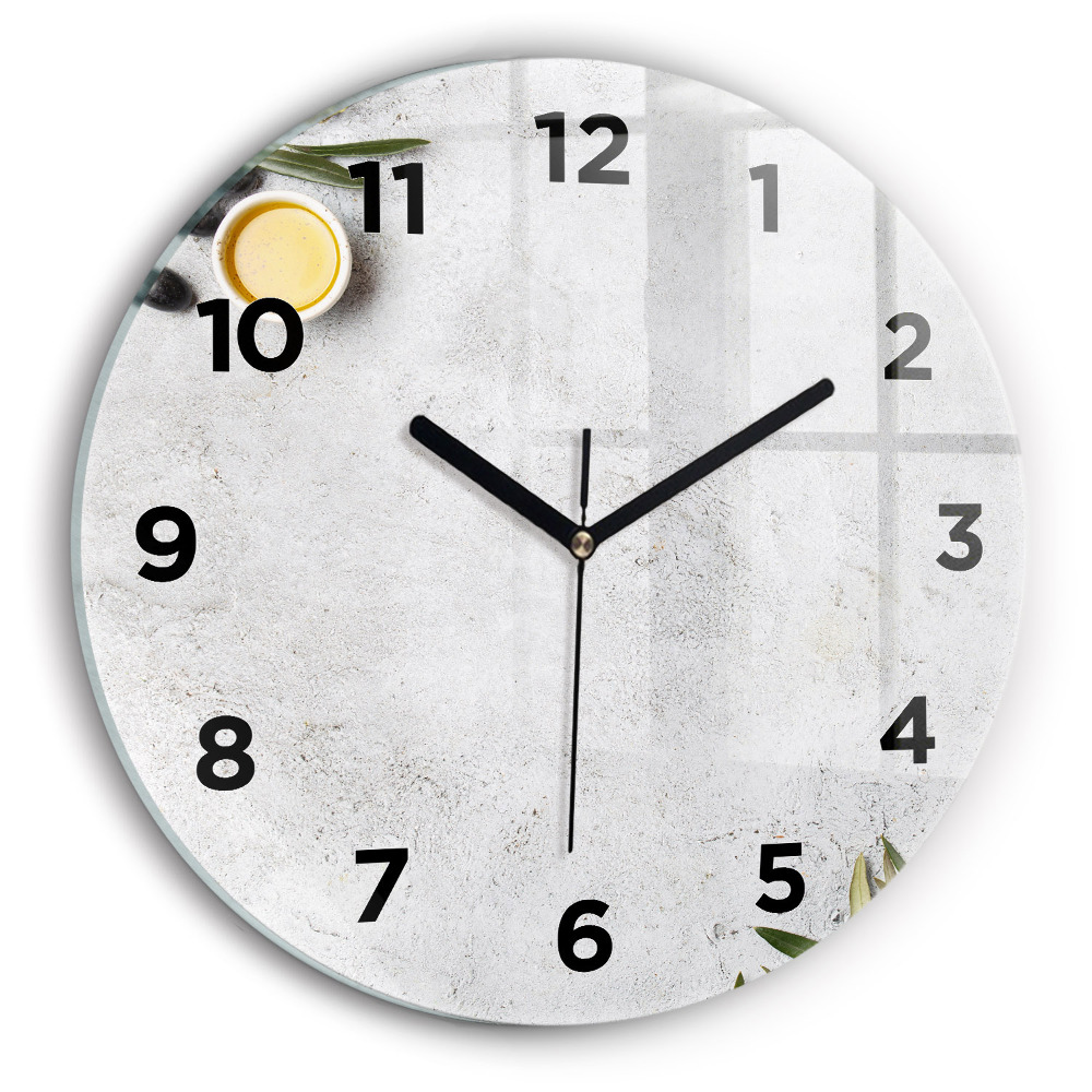 Ceas perete din sticlă rotund Măsline minimaliste