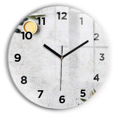 Ceas perete din sticlă rotund Măsline minimaliste