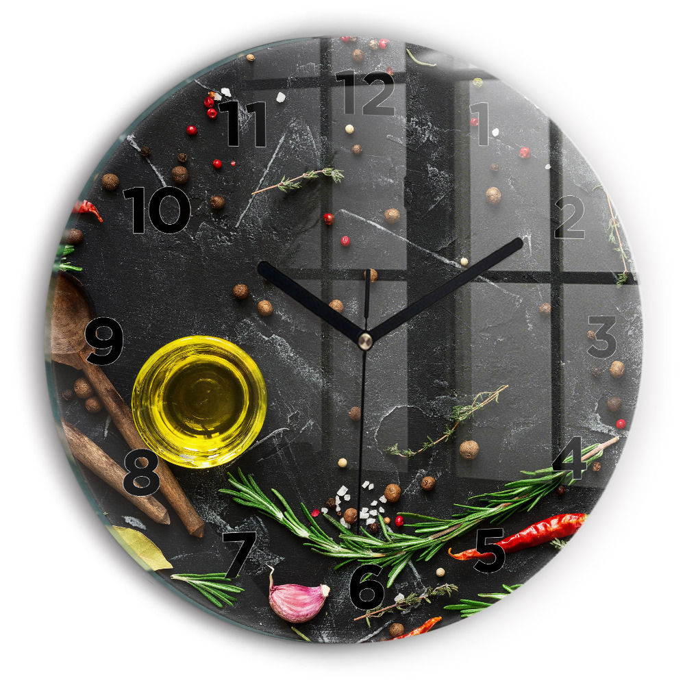 Ceas din sticlă rotund Condimente pe blat