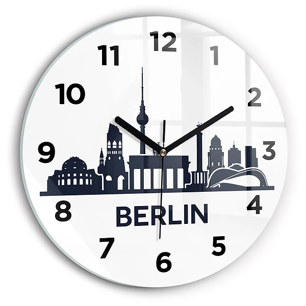Ceas de sticlă pe perete rotund Ilustrația orașului Berlin