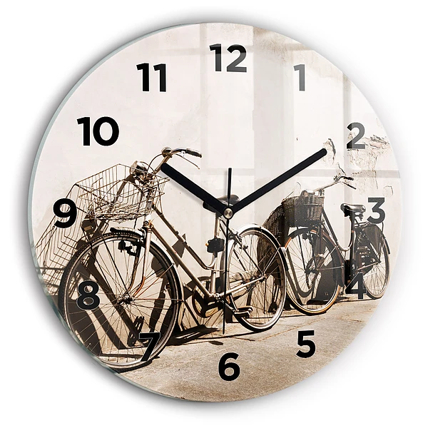 Ceas de sticlă pe perete rotund bicicleta italiană