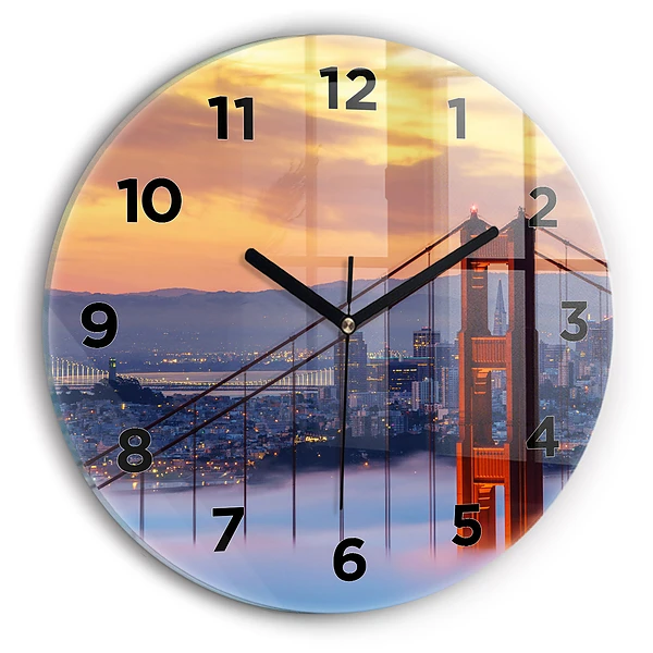 Ceas perete din sticlă rotund Pod din San Francisco