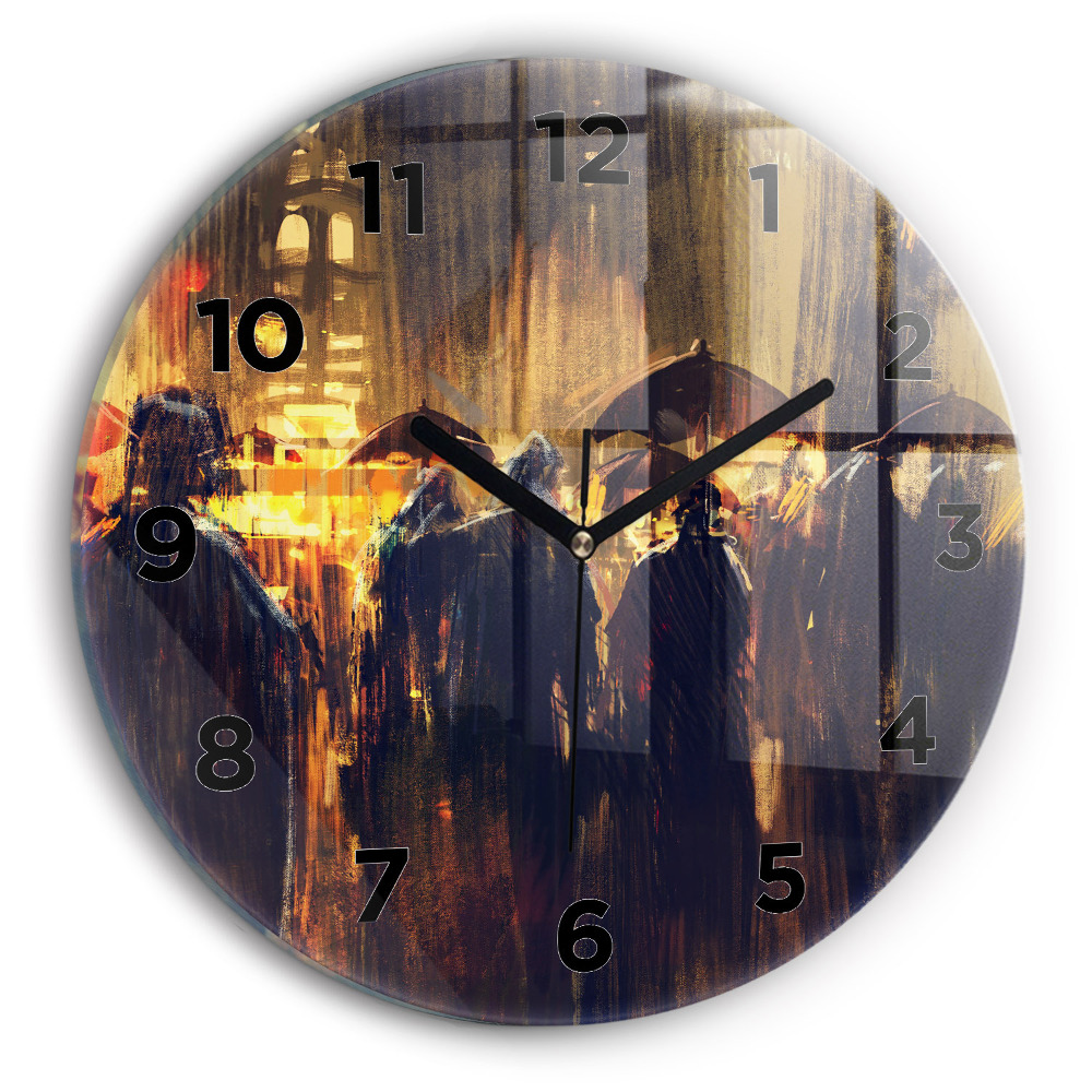 Ceas de sticlă pe perete rotund Impresionismul în artă Rynek