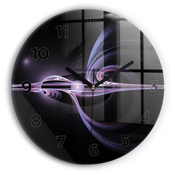 Ceas rotund de perete din sticlă Abstracție violet