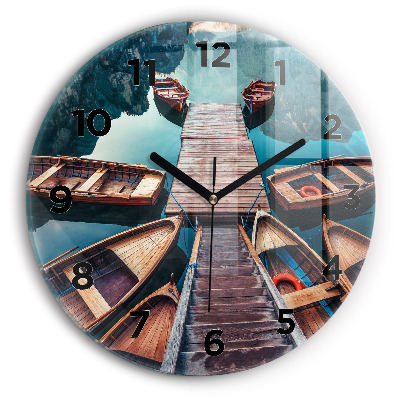 Ceas perete din sticlă rotund Pod și Lac